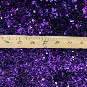 Beverly Design (Purple) iridescent Hologram Sequins ON A Black Stretch Velvet Fabric By The Yard// 2 Way Stretch Velvet Sequins Lace.