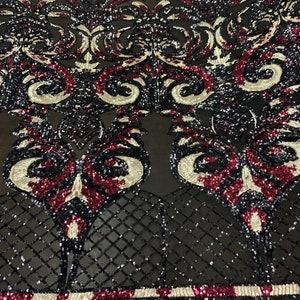 Black Iridescent Fabric- 4 Way Stretch Sequin Fabric By The Yard_ Embroidered Lace Fabric On Black Mesh Spandex fabric