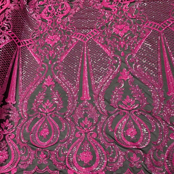 Pink Sequin Fabric Etsy