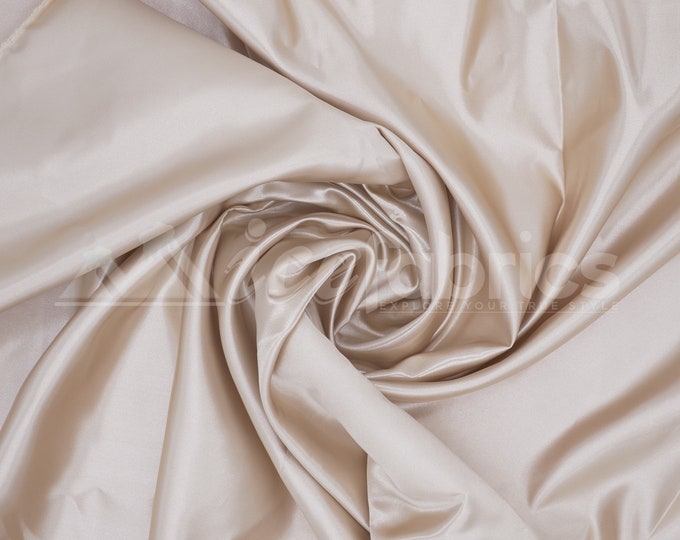 Champagne Silky Bridal Satin Fabric By The Yard _ Charmeuse Thick Heavy Satin Fabric_ 60" wide_ Wholesale Price