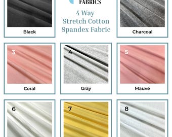 Cotton Spandex Fabric 4 Way Stretch Cotton Fabric By The Yard Jersey knit Fabric for Clothing, Dress.