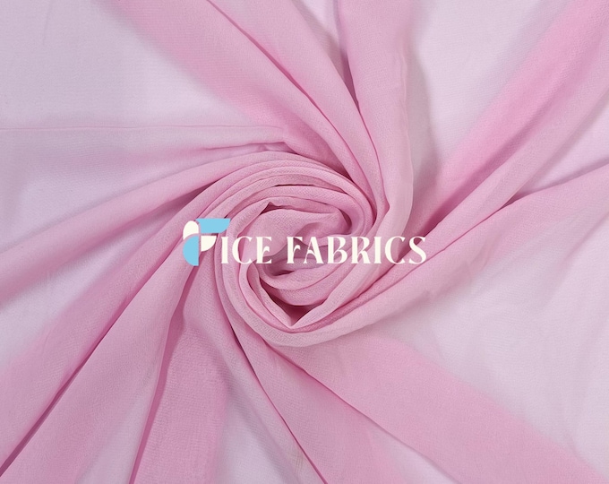 Pink Soft Silky Chiffon Fabric By The Yard Matte Chiffon Fabric (60” Wide ) dresses, tablecloth, decor, design.