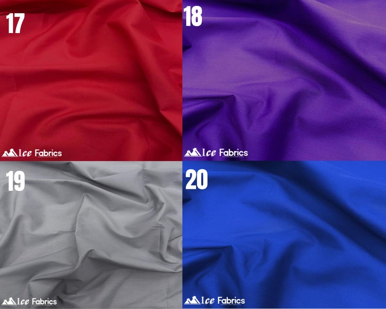 Cotton Polyester Broadcloth Fabric | Red | Purple | Silver | Royal Blue