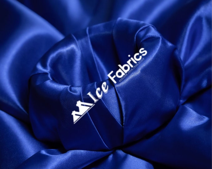 Royal Blue Shiny Thick Satin Fabric By The Yard Bridal Satin Fabric (60” Wide) for Tablecloths, decoration and more