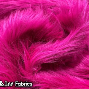 Fuchsia Shaggy Mohair Animal Long Pile Faux Fur Fabric By The Yard | Fake Fur Material | 60” Wide | Solid and Soft