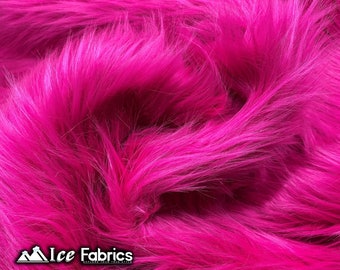 Fuchsia Shaggy Mohair Animal Long Pile Faux Fur Fabric By The Yard | Fake Fur Material | 60” Wide | Solid and Soft | LuxeShag Fur