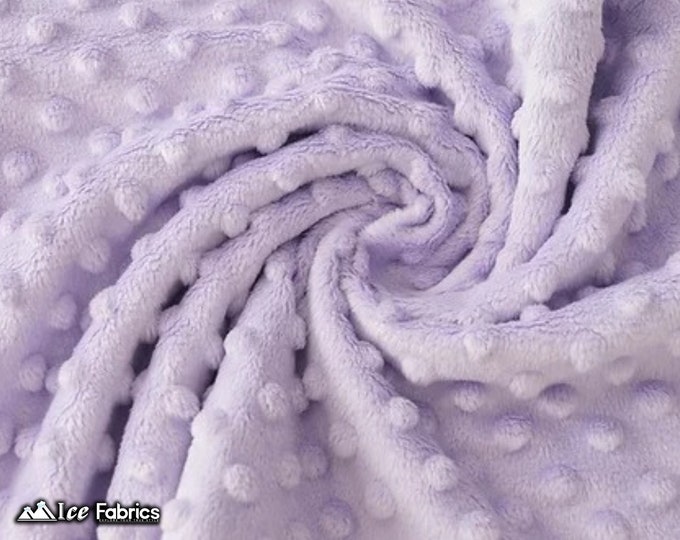 New Lilac Polka Dot Minky Fabric By The Yard | Wholesale Price Ultra Soft Fleece Fabric | 60” Wide