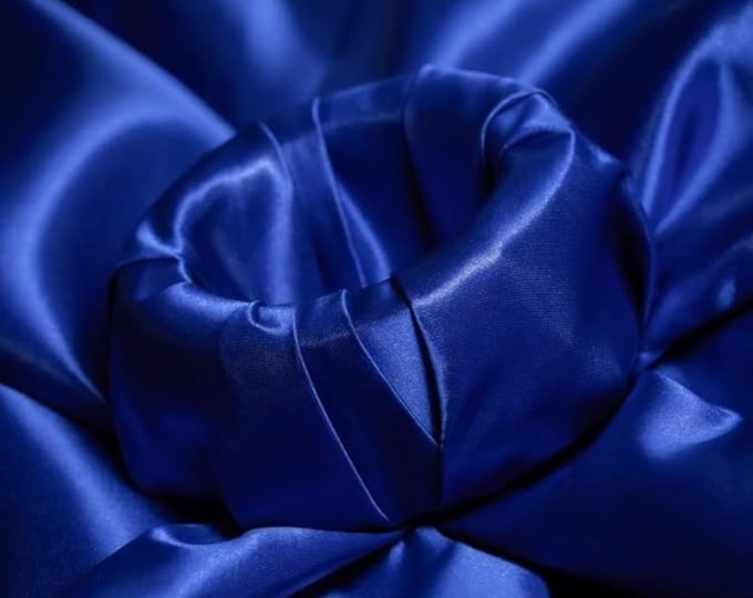 Bridal Satin Royal Blue Shiny Satin Fabric By The Yard Thick Satin Fabric (60” Wide) Apparel, wedding decor, tablecloth.