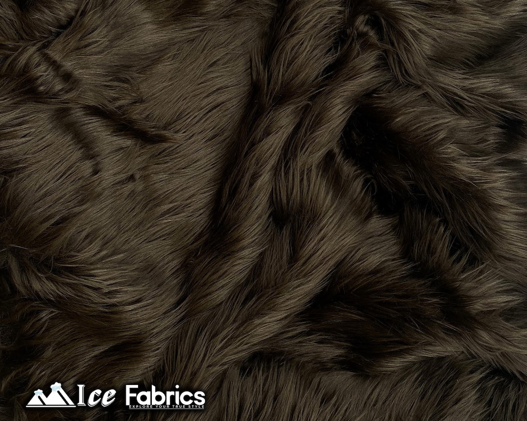 Dark Brown Shaggy Mohair Animal Long Pile Faux Fur Fabric by the