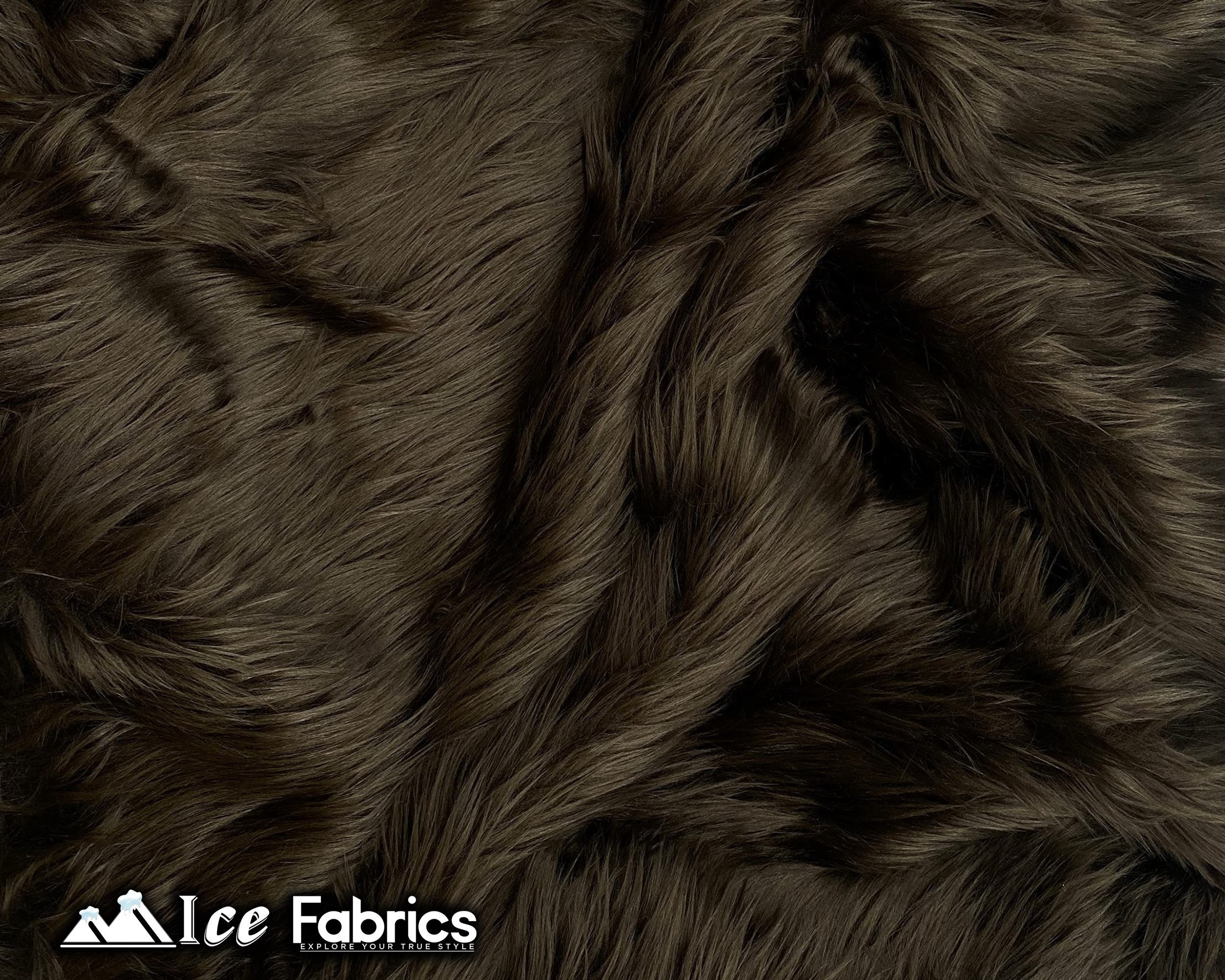 Dark Brown Shaggy Mohair Animal Long Pile Faux Fur Fabric By The Yard, Fake Fur Material, 60” Wide