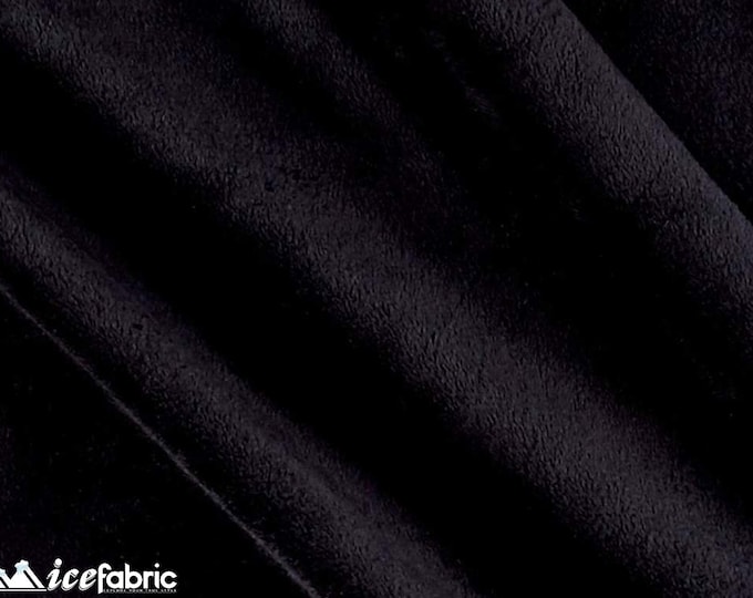 Black New Faux Fur | Black Fleece Minky Fabric By The Yard | Faux Fur Fabric | 58’’ Wide | Thick and Soft