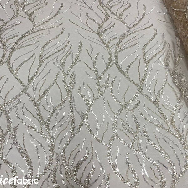 Champagne Handmade Heavy Beaded Fabric cortado a medida / 52'' de ancho / Handmade Embroidery Beaded Lace Fabric with Sequin