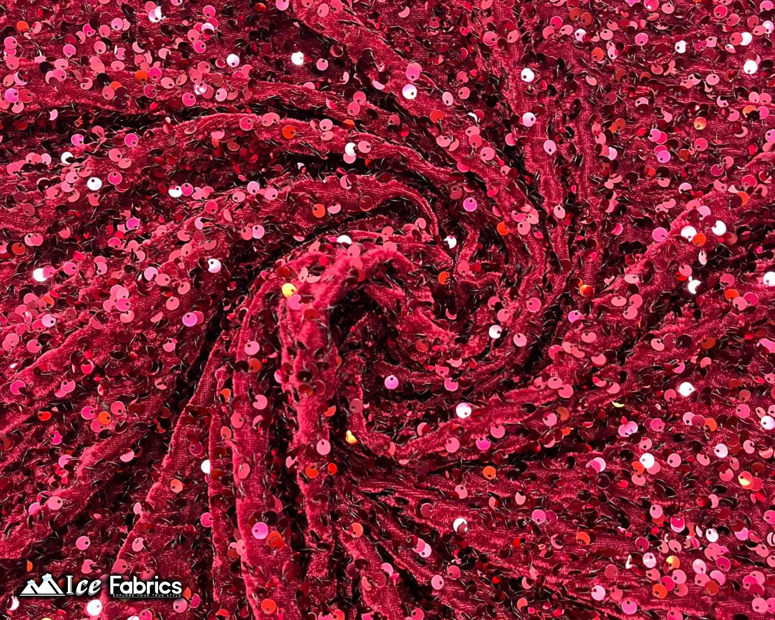 Velvet Sequin Fabric by the Yard 