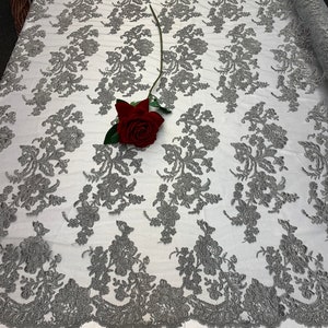 2 WAY Stretch FLOWERS/Mesh Lace Fabric Schüttgut stock/Gray Lace handmade/bestickt Lace/Floral Lace/Für Tablecloth/Runners/Kostümen/Dress/
