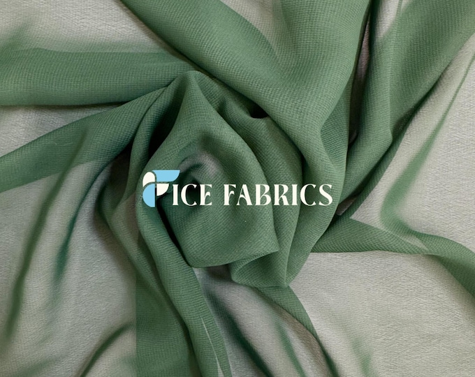 Hunter Green Soft Silky Chiffon Fabric By The Yard Matte Chiffon Fabric (60” Wide ) dresses, tablecloth, decor, design.