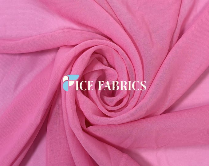 Bubble Gum pink Soft Silky Chiffon Fabric By The Yard Matte Chiffon Fabric (60” Wide ) dresses, tablecloth, decor, design.
