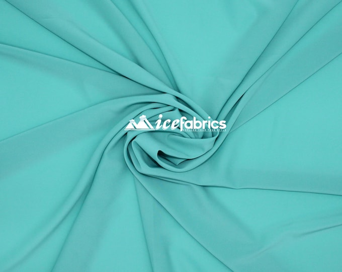 Aqua Green_ Silky Stretch Chiffon Fabric- By The Yard- %10 Spandex Chiffon Sheer- Used for Decorations, Dresses, Face Masks, and much more.