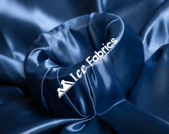 Navy Blue Shiny Thick Satin Fabric By The Yard Bridal Satin Fabric (60” Wide) for Tablecloths, decoration and more | BridalLuxe