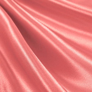 Coral _ Medium High Quality Satin Fabric Sold By The Yard/ 60&#39;&#39; Wide Inches Used For Dresses, Decorations, Fashion Show/Wholesale Price