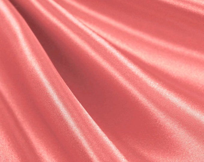 Coral _ Medium High Quality Satin Fabric Sold By The Yard/ 60'' Wide Inches Used For Dresses, Decorations, Fashion Show/Wholesale Price