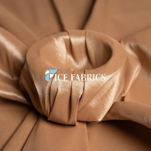 Camel Stretch Taffeta Fabric By The Yard Nylon Spandex Taffeta Fabric for Dress, Clothing, costume, Bridal Wear (60” Wide)