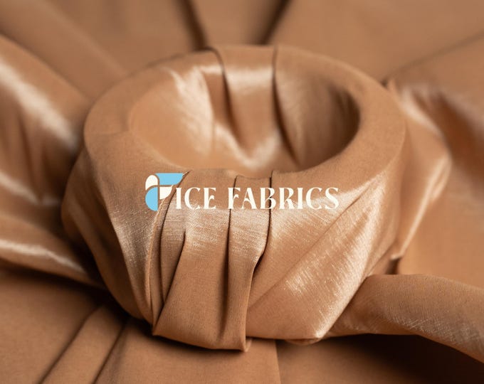 Camel Stretch Taffeta Fabric By The Yard Nylon Spandex Taffeta Fabric for Dress, Clothing, costume, Bridal Wear (60” Wide)