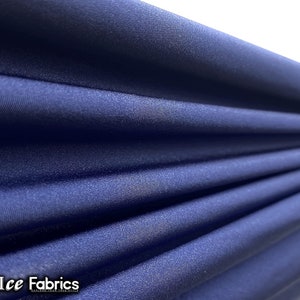 Navy Shiny Nylon Spandex Fabric By The Yard | 4 Way Stretch Fabric | Swimsuit Fabric | Dress, Tablecloth