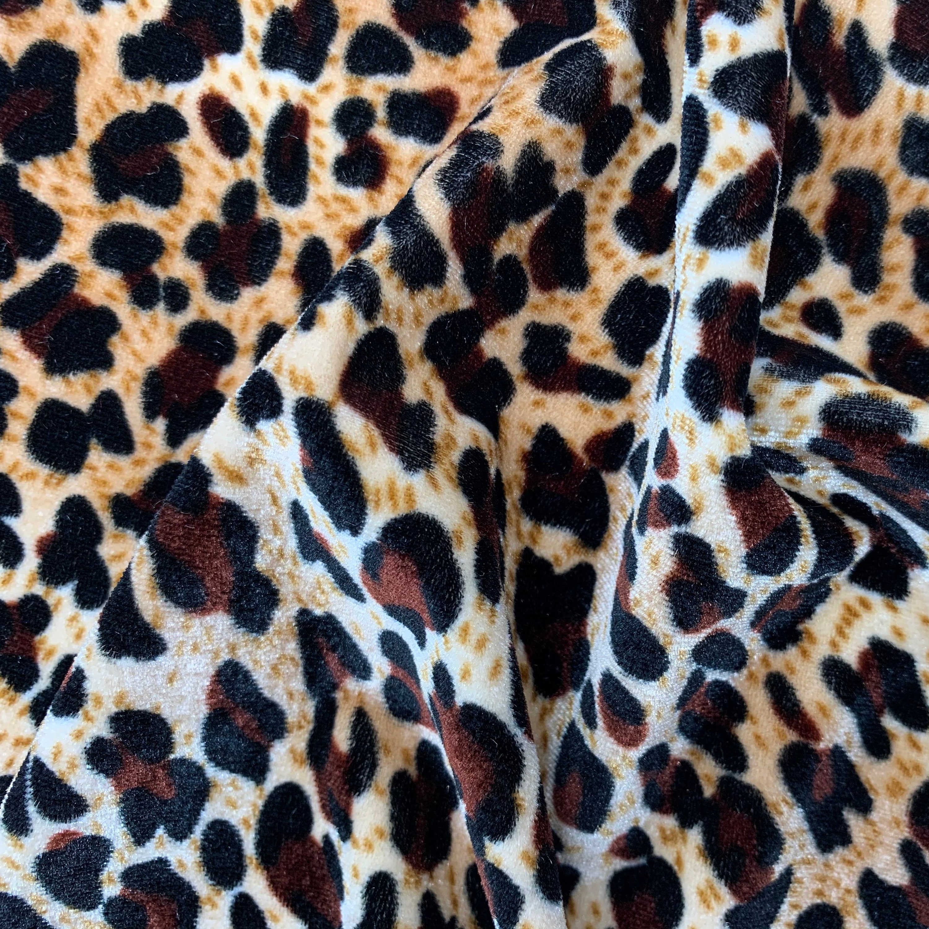 Luxury Leopard Animal Print Stretch Velvet Fabric by yard | Etsy