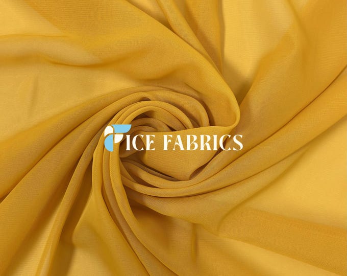 Gold Soft Silky Chiffon Fabric By The Yard Matte Chiffon Fabric (60” Wide ) dresses, tablecloth, decor, design.