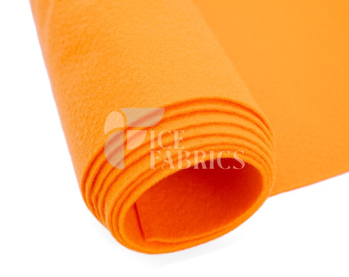 Tangerine Acrylic Felt Fabric By The Yard | Crafts Fabric | 72” Inches Wide | Thick Acrylic Felt Fabric