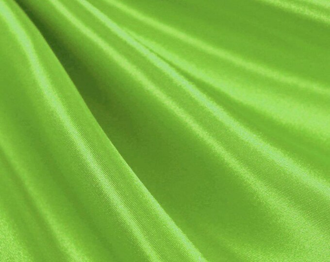 Lime Green_ Medium High Quality Satin Fabric Sold By The Yard/ 60'' Wide Inches Used For Dresses, Decorations, Fashion Show/Wholesale Price