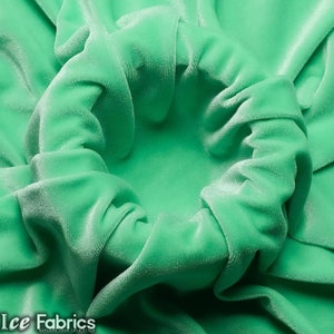 Glad mintgroen 4-way stretch fluwelen stof op maat gesneden | Polyester Spandex-stof | 60&quot; breed | voor jurk, tafelkleed, draperie