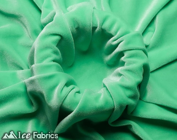 Smooth Mint 4 Way Stretch Velvet Fabric By The Yard | Polyester Spandex Fabric | 60” Wide | for Dress, tablecloth, Drapery