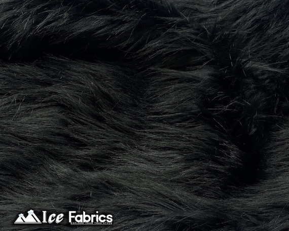 Black Shaggy Mohair Animal Long Pile Faux Fur Fabric by the Yard