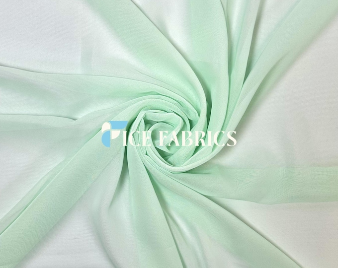 Mint Soft Silky Chiffon Fabric By The Yard Matte Chiffon Fabric (60” Wide ) dresses, tablecloth, decor, design.
