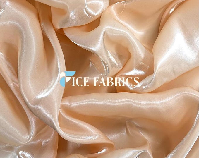 Blush Iridescent Reflective Liquid Chiffon Fabric By The Yard (60” Wide) Crystal Chiffon Fabric Prom and Wedding dress