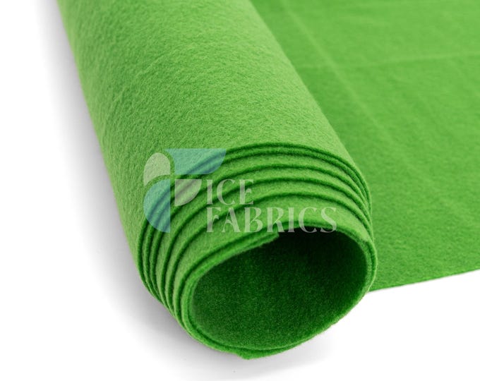 Apple Green Acrylic Felt Fabric By The Yard | Crafts Fabric | 72” Inches Wide | Thick Acrylic Felt Fabric