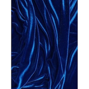 French (Royal Blue) Stretch Velvet Spandex 4 Way Stretch Velvet Fabric Sold By The Yard//Smooth Back, Elegant Sheen For Dresses, Decorations
