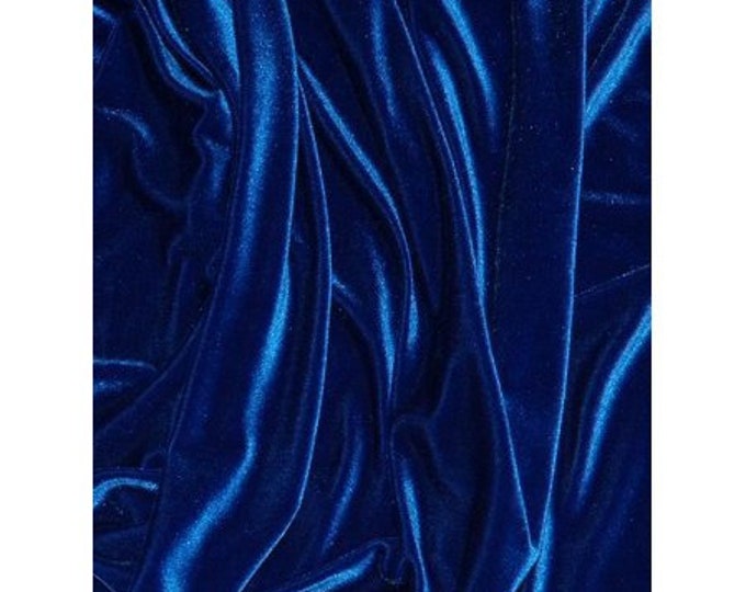 French (Royal Blue) Stretch Velvet Spandex 4 Way Stretch Velvet Fabric Sold By The Yard//Smooth Back, Elegant Sheen For Dresses, Decorations