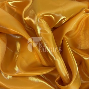 Gold Reflective Liquid Thick Silky Satin Fabric - 58” Wide Shiny Two-Tone Satin Fabric - Bridal Satin Fabric for Dress, Decoration