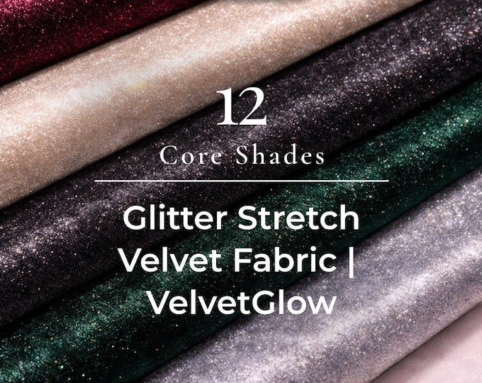 Glitter Velvet Fabric By The Yard | Shiny Glitter Spandex Fabric | On Stretch Velvet Fabric | For Dresses, tablecloth | VelvetGlow