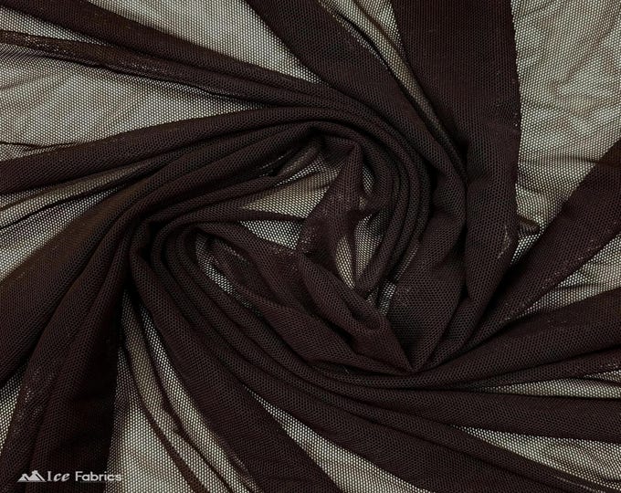 Brown Stretch Power Mesh Fabric | 4 Way Stretch Nylon Power mesh Fabric By The Yard | Net Fabric