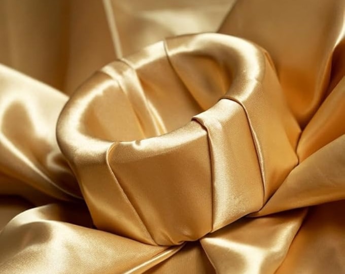 Bridal Satin Light Gold Shiny Satin Fabric By The Yard Thick Satin Fabric (60” Wide) Apparel, wedding decor, tablecloth.