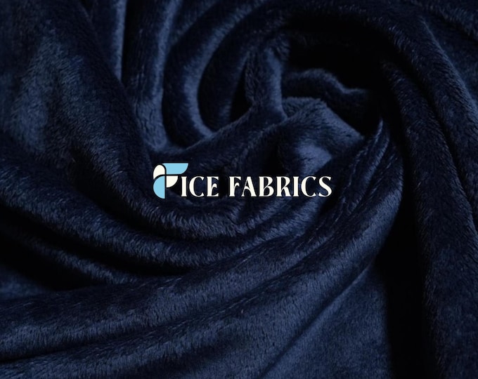 Navy Blue New Faux Fur | Navy Blue Fleece Minky Fabric By The Yard | Faux Fur Fabric | 58’’ Wide | Thick and Soft