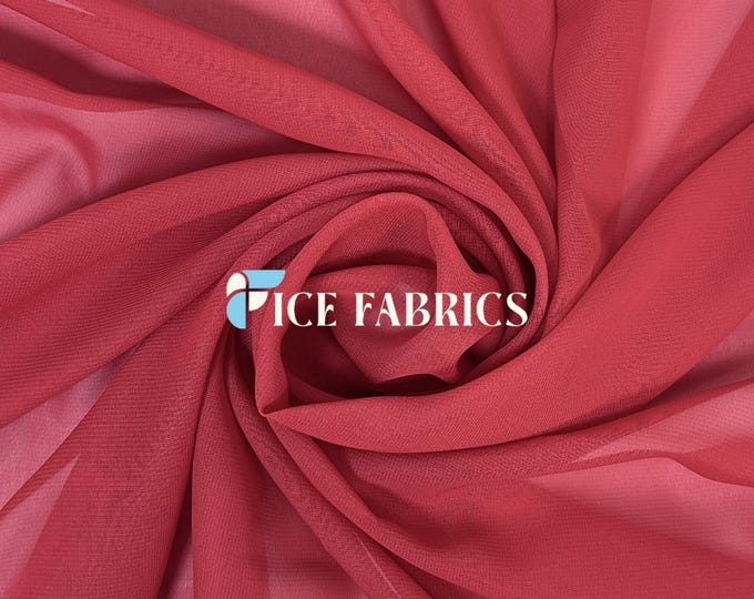 Red Soft Silky Chiffon Fabric By The Yard Matte Chiffon Fabric (60” Wide ) dresses, tablecloth, decor, design.