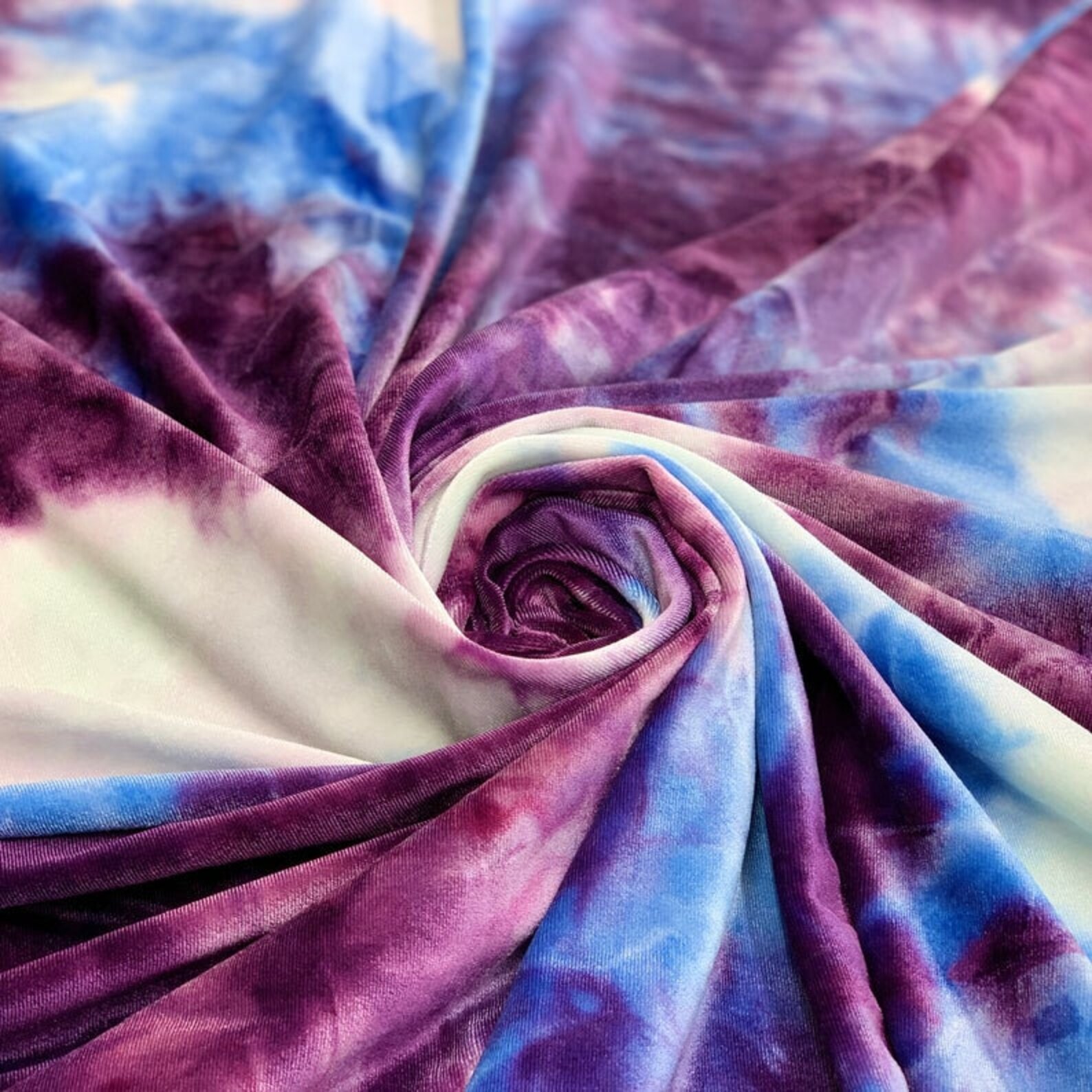 Plum Purple Blue Tie Dye Stretch Velvet Fabric By The Yard_ Etsy