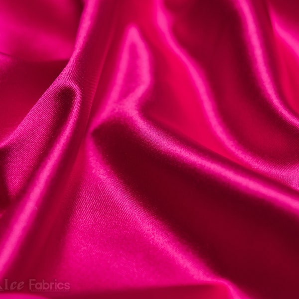 Hot Pink 4 way stretch Silky Spandex Satin Fabric By The Yard | Shiny Satin Fabric | 60” Wide | Thick and Heavy Satin Spandex