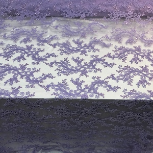 Lavender Mesh Lace Floral Fabric By The Yard_ Embroidery Handmade Floral Lace_ Decor, Night Gowns, Tablecloths, Runners, Skirts, Costumes