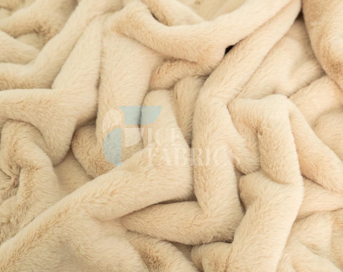 Latte Bunny Faux Fur Thick Minky Fabric By The Yard | Ultra Soft 0.5" Short Pile Rabbit Fur Fabric | 60" Wide Minky Rabbit Fur | BunnySoft