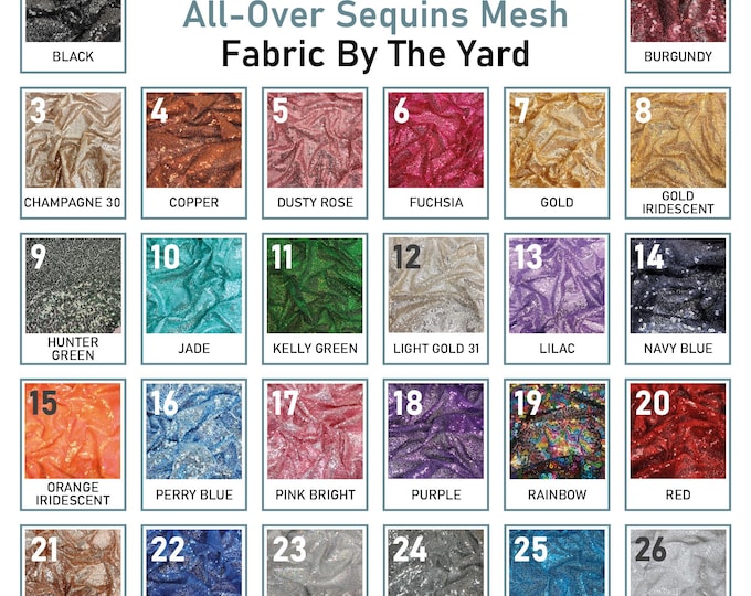 All-Over Mesh Sequins Fabric by The Yard - 48" Wide Shiny 3mm Mini Sequin Fabric on Mesh for Apparel and Decor - Ice Fabrics